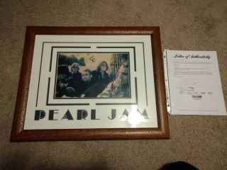 Pearl Jam Signed Autographed Eddie Vedder Custom Framed Photo All 5 Psa Rare