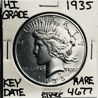 1935 P Peace Silver Dollar Hi Grade U.  S.  Rare Key Coin 4677