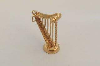 Rare Vintage Hm 9ct Gold 3d Irish Or Celtic Harp Charm 3.  77 G