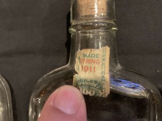 Antique Whiskey Bottles (2) Partial Cork Stamp W/ Date Ca.  1911