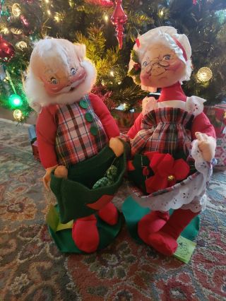 Vintage Annalee Dolls 18 " Christmas Santa Mrs Claus With Sack 1967 1968