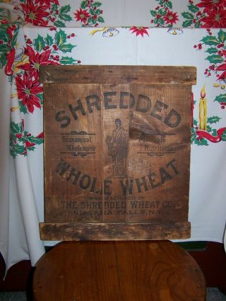 Older Antique Shredded Whole Wheat Wooden Crate Sign - Niagara Falls Ny 19l X 16w