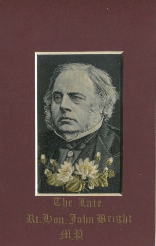Rare 1800s Stevengraph Silk Woven Portrait " The Late John Bright M.  P "