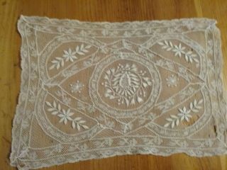 Antique Needle Lace Doily Dressing Table Place Mat Tray Cloth Runner C.  1880