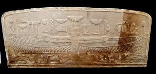 Rare Egyptian Isis Relief Wall Sculpture Plaque Holding Hieroglyphics Carving