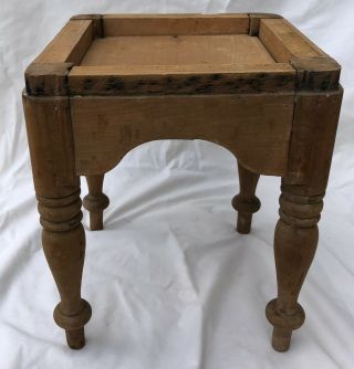 Antique Late 1800s Square Nailed Bench Stool For Repurposing Cherry 10” Square