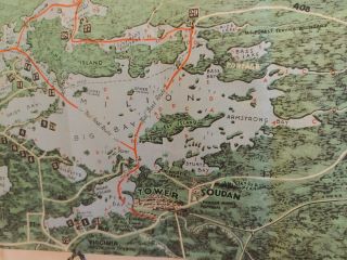 Lake Vermilion Fishing Map,  Old,  Vintage,  Resort Map Minnesota Mn