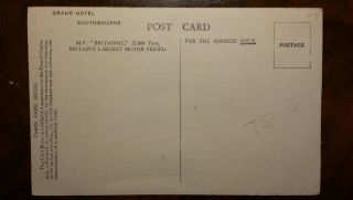 White Star Line Britannic III cabin card room official postcard 1930 Gothic rare 2
