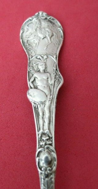 Oklahoma Figural Indian Native American Western Theme Sterling Souvenir Spoon