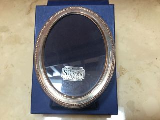 Sterling Silver Beaded Small Oval Picture Frame R Carr Sheffield England - 3