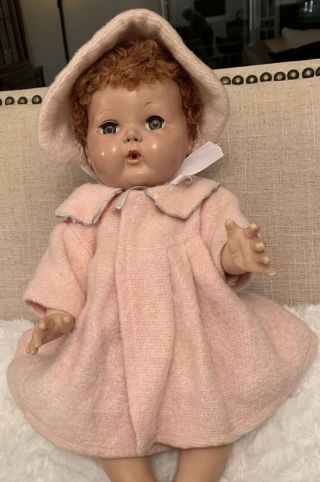 Vintage Rare - Eiderdown Coat Hat For Doll - Dy Dee Baby,  Tiny Tears