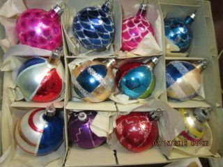 Box Of 12 Antique.  2 " Mercury Glass Christmas Ornaments Made In Poland
