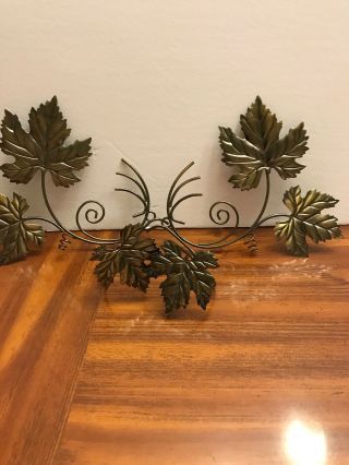 Home Interiors Set 2 Metal Leaf Sconces Candle Holder Antique Color Leaves