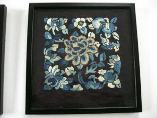 Framed Antique Chinese Embroidery Panels with Forbidden Stitch 3