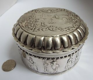 Stunning Rare Large Heavy Decorative Dutch Antique 1894 Solid Silver Table Box