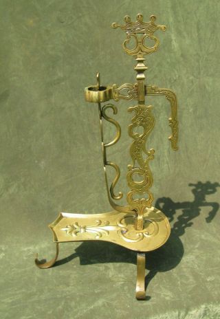 Vintage Antique Brass Candlestick Unusual Pressure Fit Dutch Arts & Crafts ?