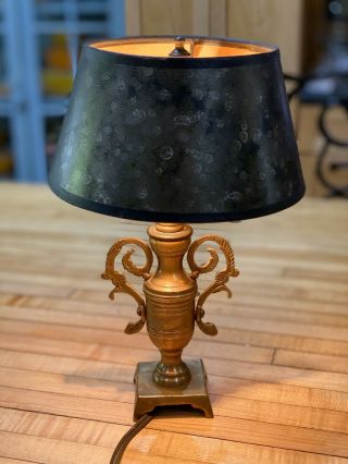 Small Ornate Vintage Heavy Brass Electric Table Accent Lamp Rare Beauty