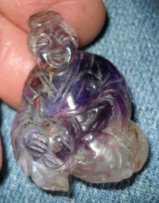 Vintage Chinese Hand Carved Amethyst Figurine 1 3/4 " 22.  4 Grams Nos