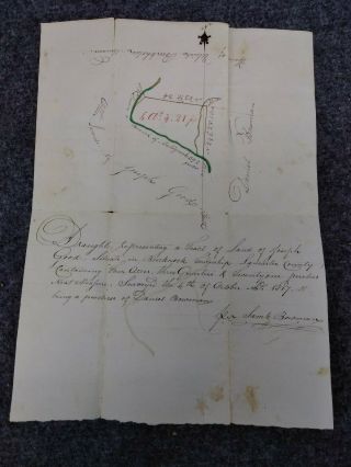 Antique 1817 Ephemera Survey " Draught " Of Four Acres Of Land Lancaster Cty Pa