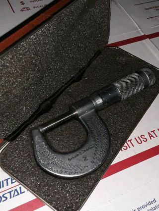 Vtg Brown & Sharpe No 2 Micrometer Hard Case Vgc Machinist Tools Rare