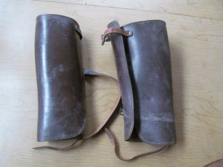 Antique Leather Military Infantry Wwi Era Shin Guards Spats Leggings G