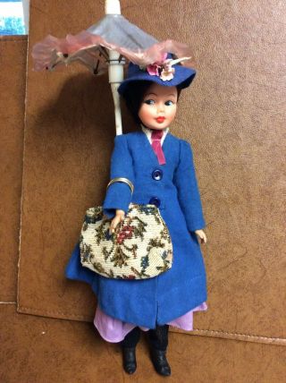 1964 Vintage Horsman Mary Poppins Doll Outfit Umbrella Carpetbag Shoes