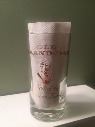 Vtg Old Grand - Dad Whiskey Cocktail Glass Tumblers Gold Mid Century Htf Rare