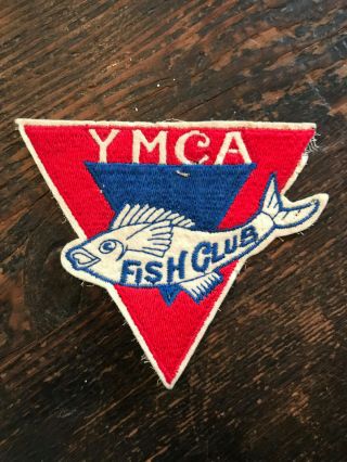 Ymca Fish Club Triangle Advertising Patch Rare Antique Old Vintage 1940s 1950s