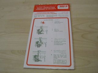Mea Middle East Airlines Boeing 707 Safety Card Mega Rare