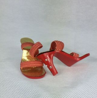 Vintage Doll Shoes Red Heels With Rhinestones For Cissy Miss Revlon Dollikin,
