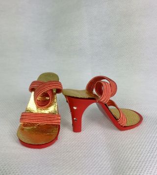 Vintage Doll Shoes Red Heels with Rhinestones for Cissy Miss Revlon Dollikin, 2