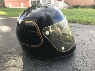 Vintage Yamaha Xs Series Full Face Motorcycle Helmet Cafe Race Black Rare