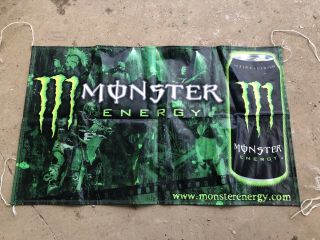 Monster Energy Banner Sign Mx Heavy Duty Vinyl Rare 35” X 59” Motocross Can