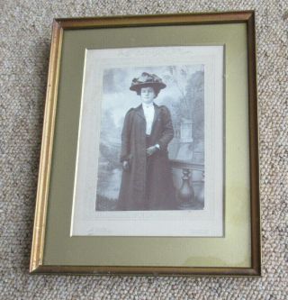 A Vintage Antique Wall Hung Metal Picture Photo Frame With Photo Of A Lady
