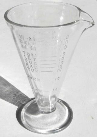 Very Unusual Old Antique Glass Measuring Cup With Liquid Vegetable Measurements