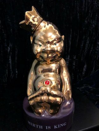 Rare Royal Order Of Jesters Roj Gold Ceramic Decanter Mirth Is King