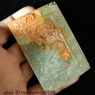 Collect Old China Jade Stone Carved People Yu Pei Exorcism Amulet Pendant Statue 2