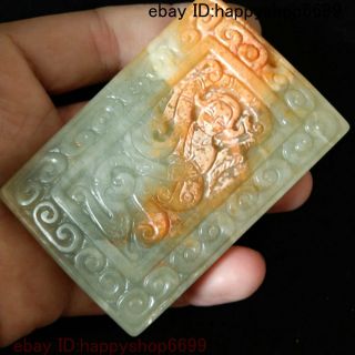 Collect Old China Jade Stone Carved People Yu Pei Exorcism Amulet Pendant Statue 3
