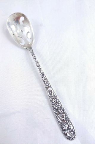 S.  Kirk & Son Co.  925/1000 Sterling Silver Repousse 350 Pierced Olive Spoon
