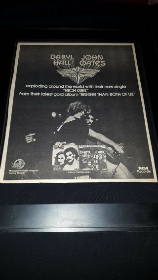 Hall And Oates Rich Girl Rare Promo Poster Ad Framed
