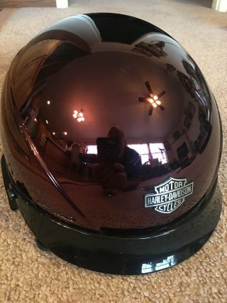 Vintage Bell Harley Davidson Dot Burgundy Half Helmet With Small Visor Size S