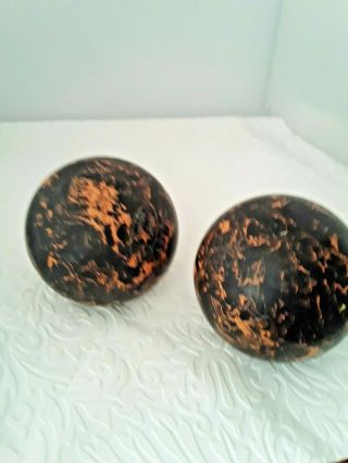 Vintage Manhattan Rubber Duckpin Bowling Balls C3572 / C3554 Black & Orange 2