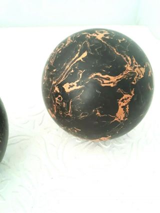 Vintage Manhattan Rubber Duckpin Bowling Balls C3572 / C3554 Black & Orange 3