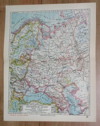 1928 Vintage Map Of Russia Soviet Union Ukraine Poland Belarus Caucasus