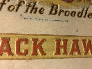 BLACK HAWK Chief Of The Broadleafs 5 Cents Cigar Tobacco Tin Metal Sign Antique 3