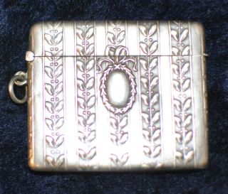 Ladies Repousse Chatelaine Sterling Silver Vesta Match Safe Continental
