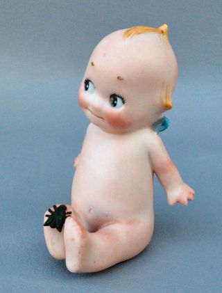 Rare 3 1/8” Antique German Bisque Action Kewpie Doll Fly On Foot Rose O’neill