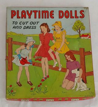 Vintage Boxed Set Of Paper Dolls Playtime Dolls By The Platt & Munk Co.  1940 