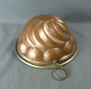 Rare Antique French Copper Twisted Cake Mold Jelly Mold French Country Ø6x3 "