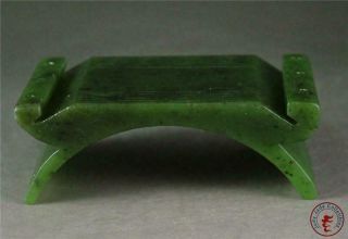 Fine Old Chinese Nephrite Spinach Green Jade Carve Brush Holder Statue